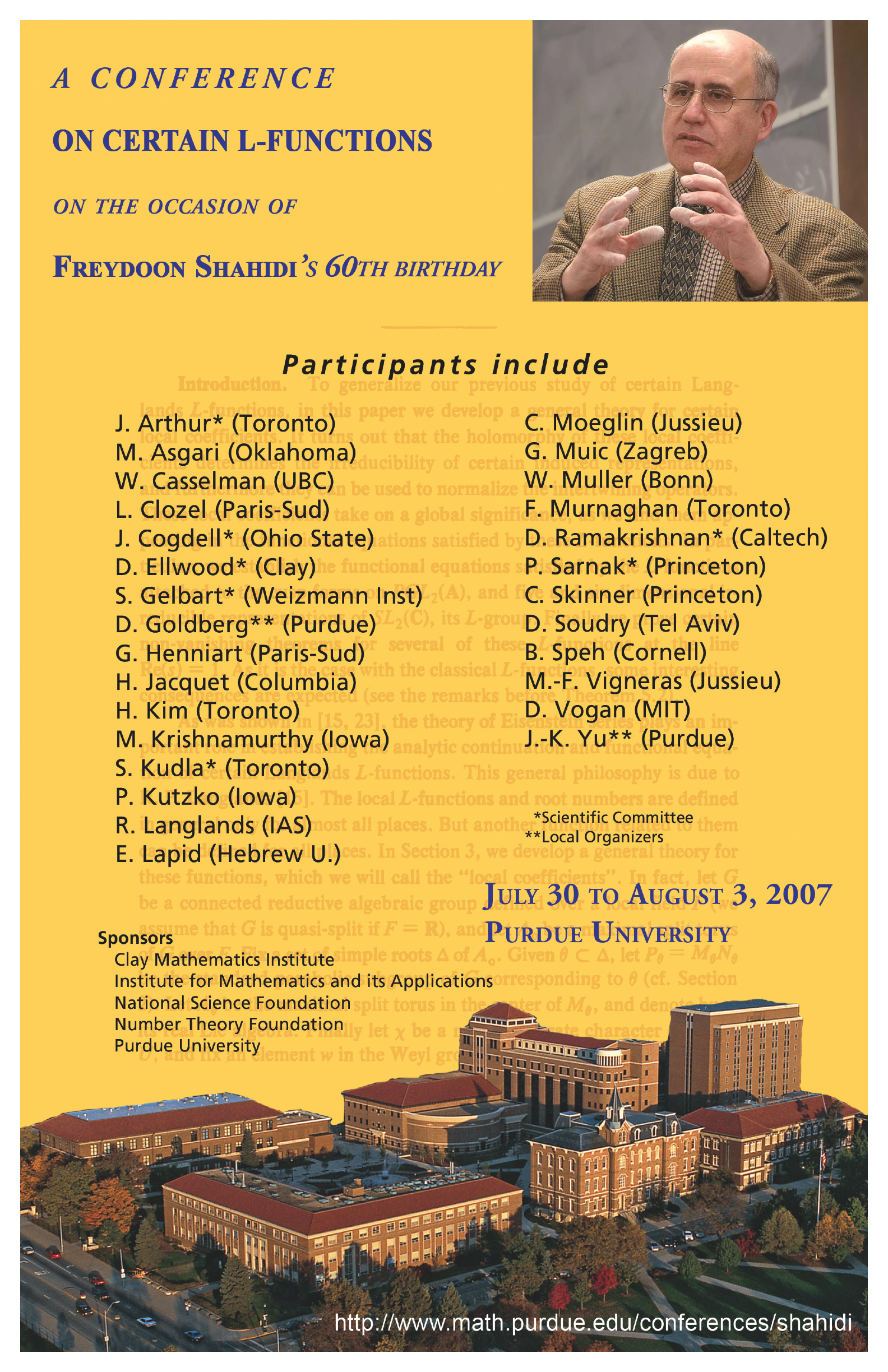 A Conference on Certain L-Functions Poster