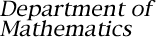 Department of Mathematics