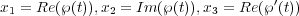 x1 = Re(℘(t)),x2 = Im(℘(t)),x3 = Re(℘′(t))  