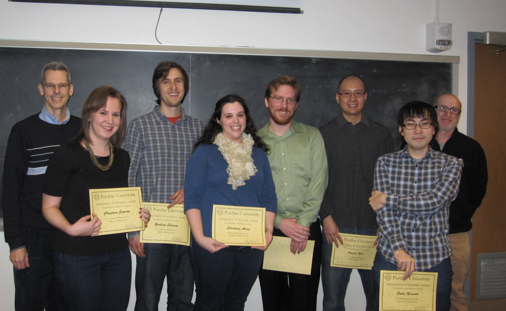 Christina Alvey, Christina Jamroz, Graham Johnson, Jason Lucas, Sohei Yasuda and Arnold Yim with Professors David Goldberg and Greg Buzzard